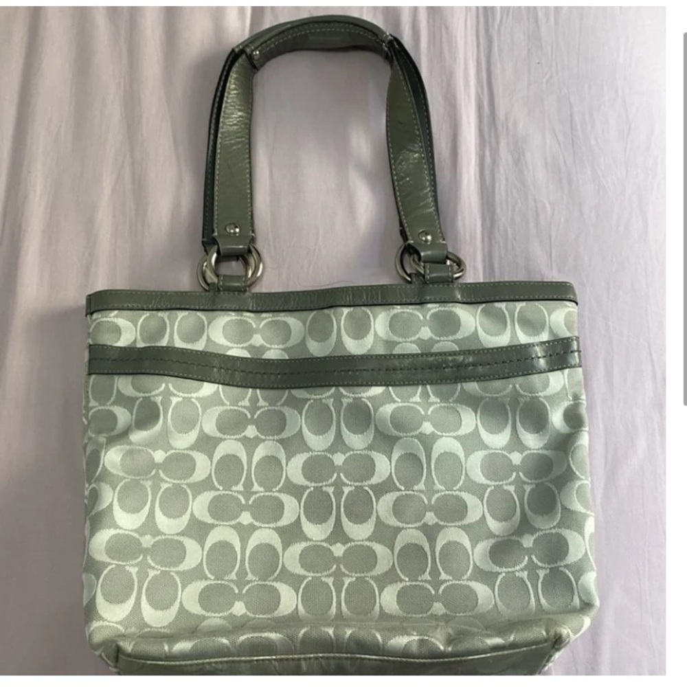 Vintage Coach Penelope Light Gray Signature Jacquard Tote Bag - Picture 3 of 5